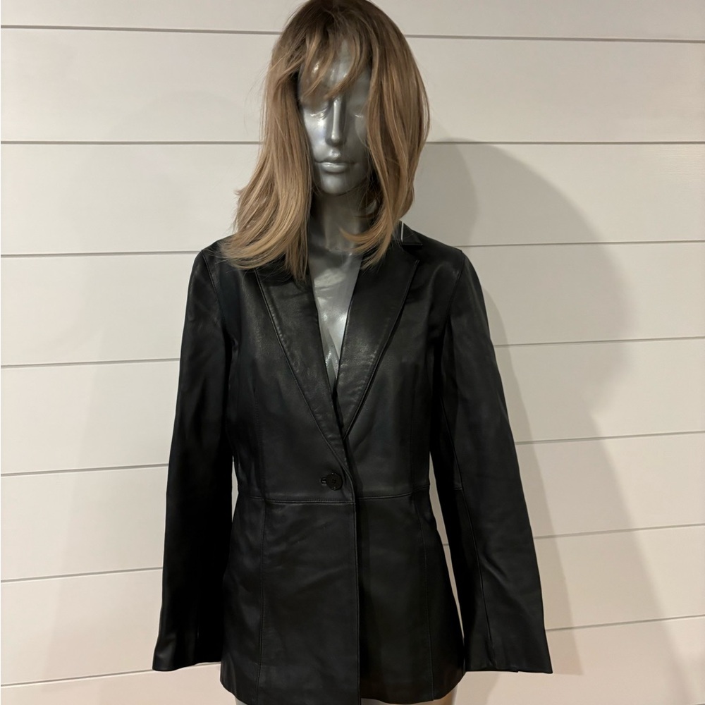 Valerie Stevens one button leather jacket S